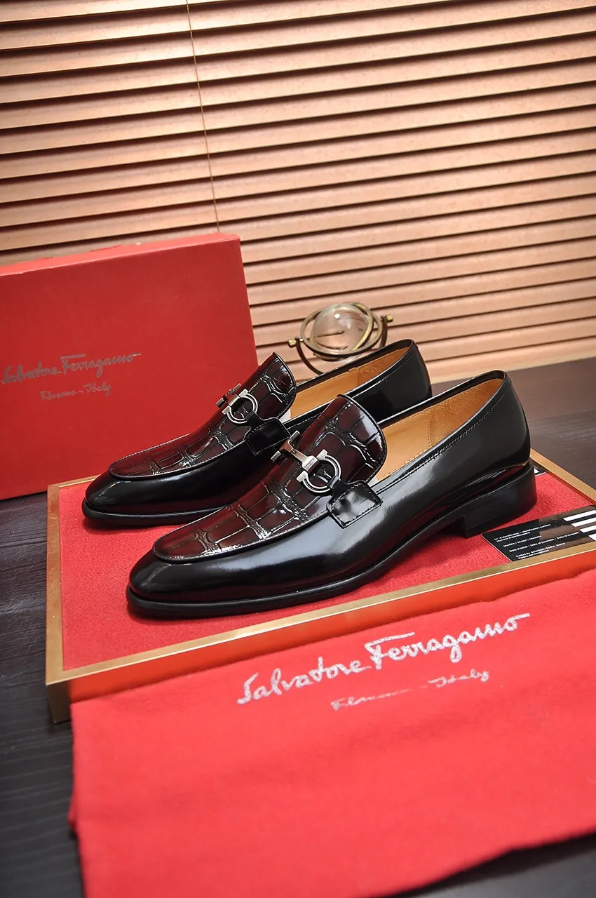 Men's shoes 💰500💶[Ferragamo/Ferragamo] The latest model from the counter. Original imported high-quality cowhide with open sides + imported 🐂 cowhide lining, original luxury metal buckle + original combination outsole. Comparative and stress-free 38--45 (customized for 45)